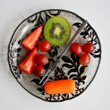 Load image into Gallery viewer, DAMASK Black Velvet Gilded Glass Canapé Plates
