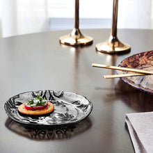 Load image into Gallery viewer, DAMASK Black Velvet Gilded Glass Canapé Plates
