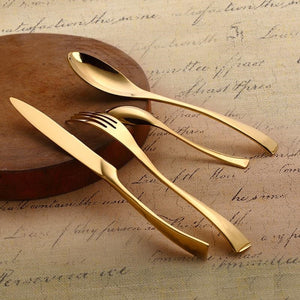 4pcs Stainless Steel Steak Knife Fork Gold