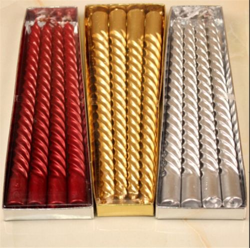 Elegant 4X Taper Twisted Smokeless Dinner Dining Table Wax Candles