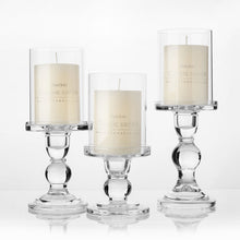 Load image into Gallery viewer, Make Your Table Beautiful with 3.46 / 4.52 / 5.51 in Glass Candle Holders for 3&quot; Pillar Candle and 3/4&quot; Taper Candle