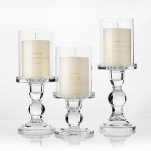 Make Your Table Beautiful with 3.46 / 4.52 / 5.51 in Glass Candle Holders for 3" Pillar Candle and 3/4" Taper Candle