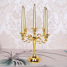 Load image into Gallery viewer, Make Your Table Elegant with a Candelabra 3/5-Arms Metal Pillar Candle Holders Silver/Gold/Bronze/Black