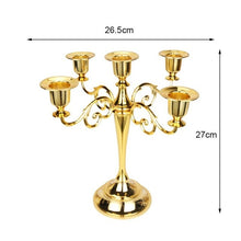 Load image into Gallery viewer, Make Your Table Elegant with a Candelabra 3/5-Arms Metal Pillar Candle Holders Silver/Gold/Bronze/Black