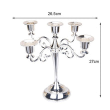 Load image into Gallery viewer, Make Your Table Elegant with a Candelabra 3/5-Arms Metal Pillar Candle Holders Silver/Gold/Bronze/Black