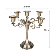 Load image into Gallery viewer, Make Your Table Elegant with a Candelabra 3/5-Arms Metal Pillar Candle Holders Silver/Gold/Bronze/Black