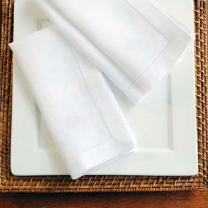 12PCS White Hemstitched Napkins Cocktail Napkin  45x45cm And 35x50cm