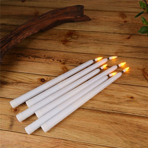 Pack of 6 Remote or not Remote Control Yellow Light Long Plastic Taper Candles,Not wax material 28 cm Remote Flameless Candles