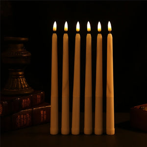 Pack of 6 Remote or not Remote Control Yellow Light Long Plastic Taper Candles,Not wax material 28 cm Remote Flameless Candles