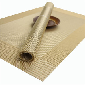 Hot sall Crossweave Woven Vinyl Non-Slip Insulation Placemat Washable Table Mats Disc Pads Bowl Coasters Waterproof Pad QXP1