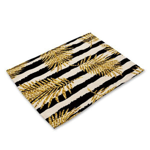 Nordic Kitchen Black Gold Heart Lips Letter Printed Placemats for Dining Table Accessories Pineapple Cat Stripe Bar Mat Coaster