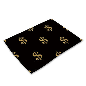 Nordic Kitchen Black Gold Heart Lips Letter Printed Placemats for Dining Table Accessories Pineapple Cat Stripe Bar Mat Coaster