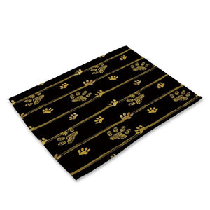 Nordic Kitchen Black Gold Heart Lips Letter Printed Placemats for Dining Table Accessories Pineapple Cat Stripe Bar Mat Coaster