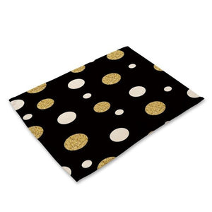 Nordic Kitchen Black Gold Heart Lips Letter Printed Placemats for Dining Table Accessories Pineapple Cat Stripe Bar Mat Coaster