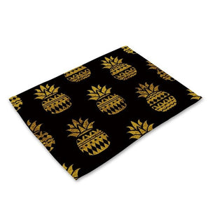 Nordic Kitchen Black Gold Heart Lips Letter Printed Placemats for Dining Table Accessories Pineapple Cat Stripe Bar Mat Coaster