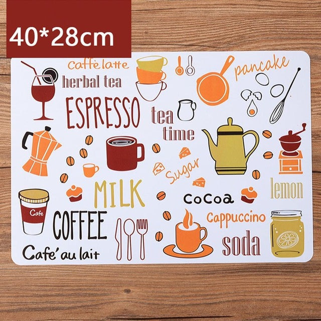 PP Table Mat European Printing Non-slip Western Food Mat Anti-hot Insulation Pad Placemat Bowl Waterproof Mat