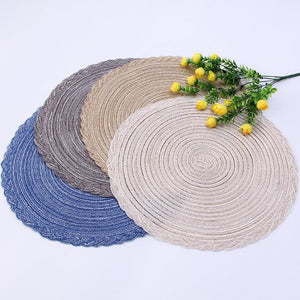 Blue Beige Coffee Dark Gray Cotton Yarn Placemats For Dining Table Food Mat