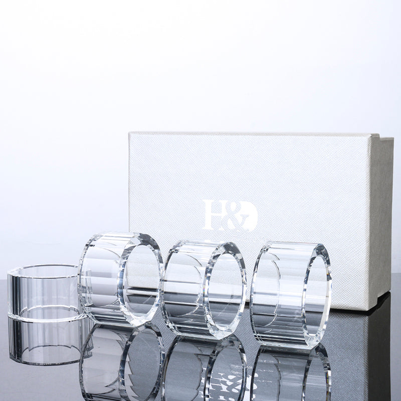 Crystal Napkin Ring Holders - 2 Inch Set of 4