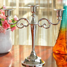 Load image into Gallery viewer, Hot Metal Silver/Gold Plated Candle Holders 3-Arms Stand Zinc Alloy High Quality Pillar