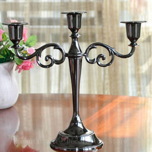 Hot Metal Silver/Gold Plated Candle Holders 3-Arms Stand Zinc Alloy High Quality Pillar