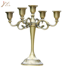 Load image into Gallery viewer, Silver/Gold/Bronze/Black 3-Arms Metal Pillar Candelabra