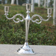 Load image into Gallery viewer, Silver/Gold/Bronze/Black 3-Arms Metal Pillar Candelabra