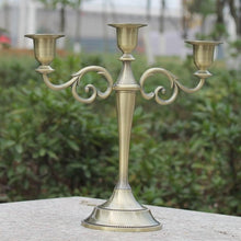 Load image into Gallery viewer, Silver/Gold/Bronze/Black 3-Arms Metal Pillar Candelabra