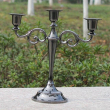 Load image into Gallery viewer, Silver/Gold/Bronze/Black 3-Arms Metal Pillar Candelabra