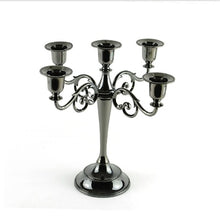 Load image into Gallery viewer, Silver/Gold/Bronze/Black 3-Arms Metal Pillar Candelabra