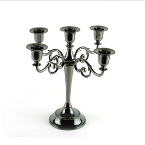 Silver/Gold/Bronze/Black 3-Arms Metal Pillar Candelabra