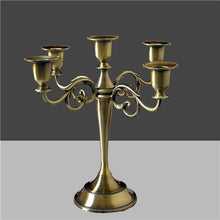 Load image into Gallery viewer, Silver/Gold/Bronze/Black 3-Arms Metal Pillar Candelabra