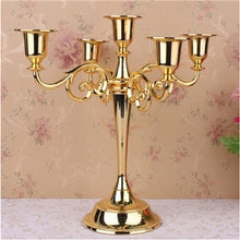 Load image into Gallery viewer, Silver/Gold/Bronze/Black 3-Arms Metal Pillar Candelabra