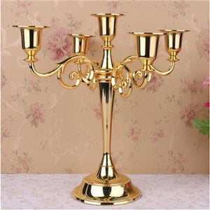 Silver/Gold/Bronze/Black 3-Arms Metal Pillar Candelabra