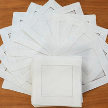 Load image into Gallery viewer, 12PCS White Hemstitched Napkins Cocktail Napkin  45x45cm And 35x50cm