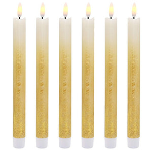 Eldnacele Set of 6 Flameless Flickering Taper Candles LED Battery Operated Window Candles with 6 Hours Timer ,3D Wick