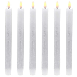 Eldnacele Set of 6 Flameless Flickering Taper Candles LED Battery Operated Window Candles with 6 Hours Timer ,3D Wick