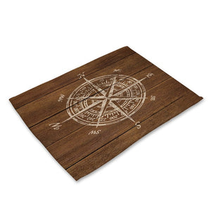 1Pcs Creative Nautical Anchor Pattern Kitchen Placemat Table Mat Coaster Cotton Linen Pad Dish Cup Mat 42*32cm Home Decor MS0015